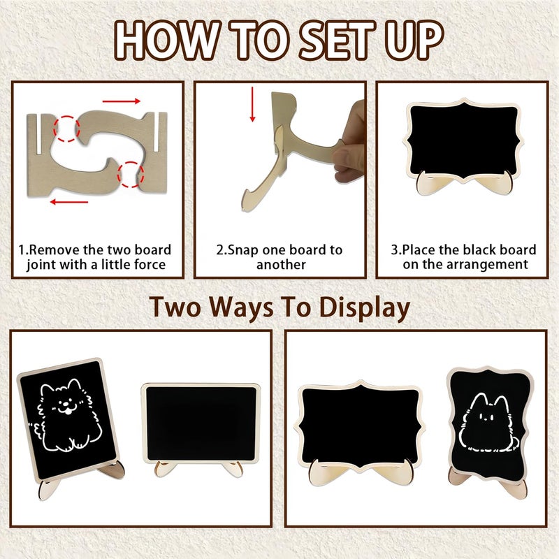 BADAO 20PCS Mini Chalkboard Signs for Food Party Buffet Display Small Rectangle Chalkboards Blackboard with Stand for Tables w/1 Liquid Chalk,Wood Place Cards for Wedding,Birthday Party, Message Board Signs - Image 4